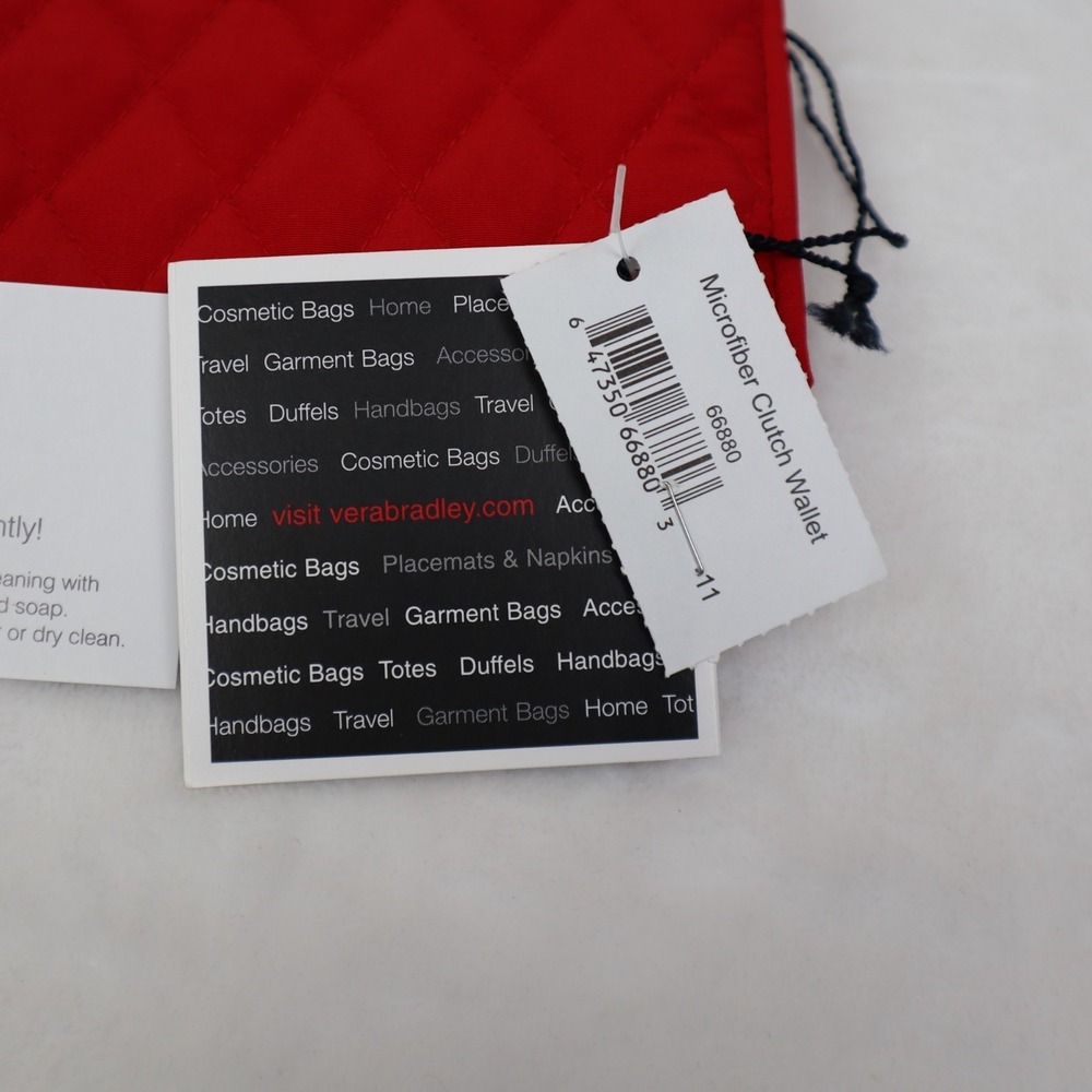 Vera BradleyMicrofiber Clutch Wallet Red Quilted Snap Closure NWT - Picture 6 of 8